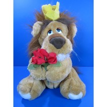 Applause Woodland Hills 1986 Plush Lionheart Lion w/Crown &amp; Red Rose 11&quot; - $16.83