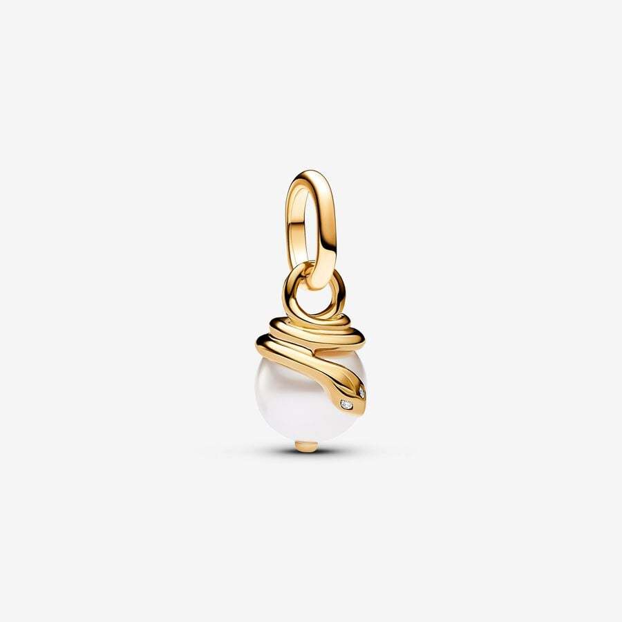 14K Gold-Plated ME Snake Mini Dangle with White Pearl 763375C01