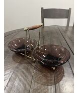 Hazel Atlas Moroccan Amethyst Colony Bowl Snack Nut Candy Set Rack Woode... - $69.09 CAD