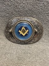 Vintage G Ruler Square Masonic Silver Tone Belt Buckle KG Fashion Access... - $19.79