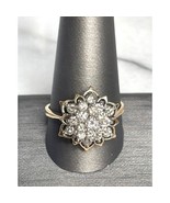 14K YELLOW GOLD  1 CARAT DIAMOND FLOWER RING SIZE 11.25 SKY - $1,063.06
