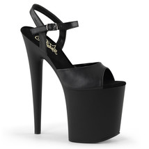 PLEASER FLAM809/BPU/M Sexy Stripper Black Faux Leather Platform 8&quot; Heels Shoes - £47.14 GBP