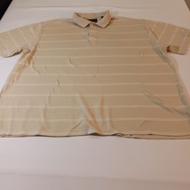 Palm Beach Golf Mens Polo Shirt Beige Striped Short Sleeve Mercerized Co... - $254.98 MXN