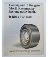 M&amp;H RACEMASTER TIRE Vintage Print Ad 1966 Bites Like Mad  - £6.27 GBP