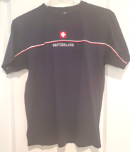 Switzerland Black 100% Cotton Embroidered Souvenir T Shirt Mens Sz Large - $20.85