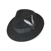 Men Bruno Capelo Hat Australian Wool Fedora Teardrop Crown Fabio FB220 Black image 2