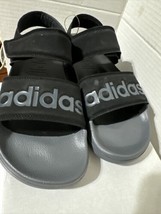 Adidas Adilette Men’s Size 7 Sandals Sport Sandal Shoes Women’s 8 Black Grey New - $38.61