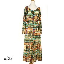 Sheer Summery Flowy Maxi Dress w Colorful Watercolor Pattern - Size XL -... - £23.15 GBP