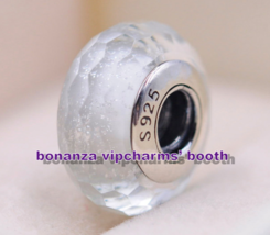 925 Sterling Silver Handmade Moments White Shimmer Faceted Murano Glass ... - €5,15 EUR