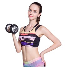 Sexy Colorful Printed Sport Bra Women Cross Straps Push Up Fitness Wire - £37.73 GBP