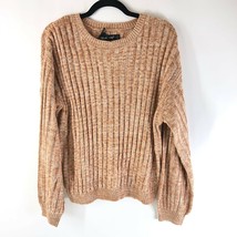 Blank NYC Womens Sweater Chunky Ribbed Knit Scoop Neck Heathered Brown Size L - £22.84 GBP