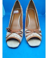 MIA High Heel Pumps Womens Size 8.5M Ivory Floral Print Open Toe Canvas ... - €13,09 EUR