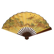 ASIAN VILLAGE FAN 13&quot; Large Folding Hand or Wall Fan Classical Chinese Landscape - £9.51 GBP