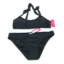 Xhilaration Bikini Set Brief Cheeky Bows Basic Black Size L - £15.37 GBP