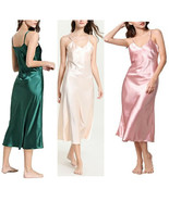 Skimpy Slender Strap Midi Length Backless Faux Silk V Neck Ladies&#39; Sleep... - $17.58