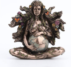 Sitting Pregnant Mother Gaia with Butterflies Cold Cast Bronze &amp; Resin Statue 5&#39; - £75.77 GBP