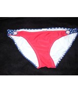 Xhilaration  Bikini Swim Bottom Red White Blue Polka Dots Buttons  JUNIO... - £7.91 GBP