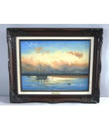 Vintage Original &quot;Twlight&quot; Artist Signed Framed Oil Painting E817 - $148.50