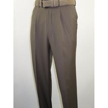 Mens MANTONI Pleated Dress Pants 100% Wool Super 140's Classic Fit  40901 Taupe image 4
