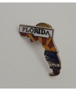 Florida State Shaped Souvenir Enamel Lapel Hat Pin Sun &amp; Ocean Waves - €12,72 EUR