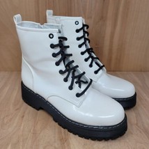 Steve Madden NYC Womens Ankle Boots Sz 11 M White Black Lug Chunky Combat Boots - £41.46 GBP
