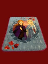 Disney Frozen II Fleece Blanket – Anna &amp; Elsa – Blue with Red Trim – 50 ... - $16.00