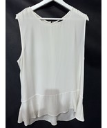 Ann Taylor Ivory Tunic Blouse Top Peplum Hem Sleeveless XL - $32.55 CAD