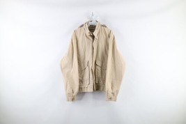 Vtg 90s American Eagle Outfitters Mens Medium Hooded Canvas Bomber Jacket Beige - £43.61 GBP