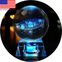 3D Solar System Crystal Ball with LED Base Astronomy Night Light for Home Decor - £26.74 GBP