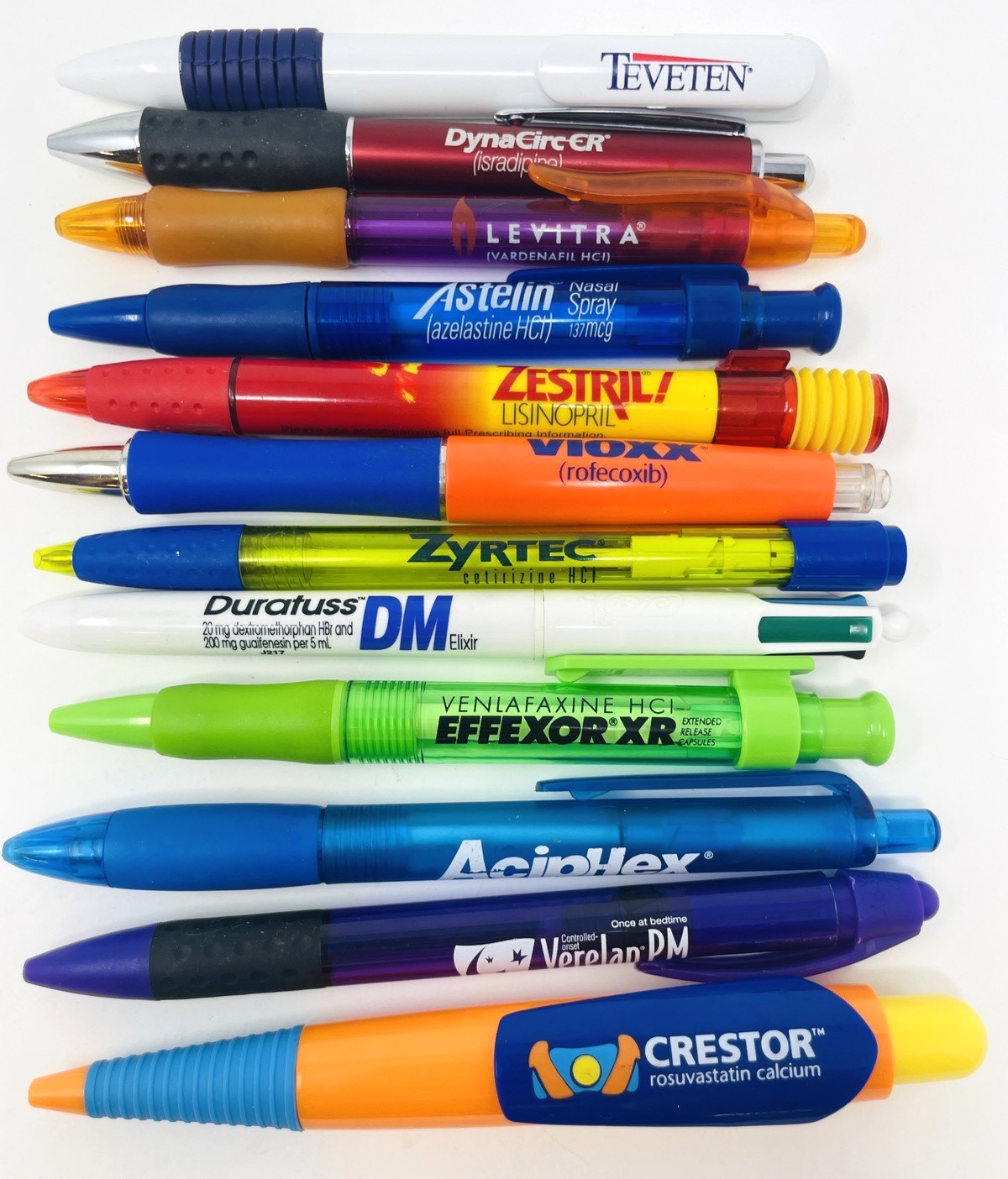 Lot of 12 Pharmaceutical Drug Rep Collectible Plastic Promo Pens (Dry) - $29.99
