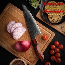 Damascus Kitchen Knife Chef Butcher Cutting Home Professional Tool Sandal Wood - £58.41 GBP
