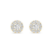 0.50 Ct TDW Round Diamond Halo Stud Earrings in 10K Yellow Gold - £384.87 GBP