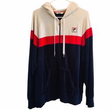 Vtg Fila Sport Hooded Top Athletic Mens L Blue Rd Wht Color Block - $47.03