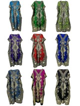 Women Kaftan Long Dress Hippy Boho Maxi Tunic Dress Plus Size Assorted Set Of 9 - £79.12 GBP