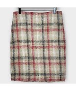 TALBOTS Beige, Black, Red Fall Winter Plaid Skirt Boucle Wool Blend size 10 - £26.97 GBP