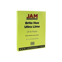 JAM Paper Smooth Colored Paper 24 lbs. 8.5&quot; x 11&quot; Ultra Lime Green 500 - £58.18 GBP