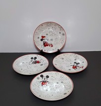 NEW RARE Pottery Barn Set of 4 Disney Mickey Mouse Holiday Salad Plates 8.25&quot; St - £50.50 GBP