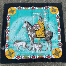 Bandana Native American Horse Wolves Tribal Vintage Springs Ind Made In USA EUC - £12.35 GBP