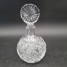 Round Polish Crystal Clear Starburst Glass Perfume Bottle w/Dauber - £15.14 GBP