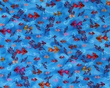 Cotton Fishes Water Ocean Coral Animals Blue Fabric Print by Yard D475.93 - $14.95