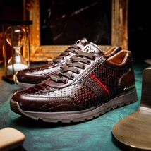Brescia Snake and Classic Calfskin Fashion Sneaker Brown image 8