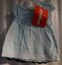 NWT Girls Snugabye 2 Piece Blue Top Jeans Shorts Pockets Bow 6-9 mos - £9.40 GBP