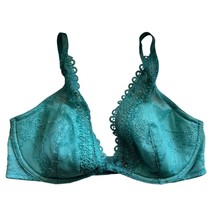 Victoria&#39;s Secret Very Sexy Unlined Plunge Bra Aqua Teal Green Lace Wome... - $14.69