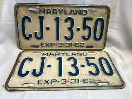 Maryland License Plate CJ-13-50 1962 - £31.65 GBP