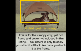 K &amp; H Pet Cot Canopy Fits K&amp;H Cot Sizes 30 x 42 x 7” Tan Large Dog Cat NO BED - £14.42 GBP