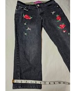Pink Elegance Women&#39;s Stylish Flower Logo Black Cropped Stretch Jeans Si... - £11.96 GBP