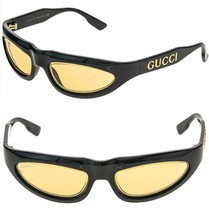 GUCCI ARIA 1062 Black Yellow 001 Narrow Mask Sunglasses GG1062S Unisex A... - £641.96 GBP