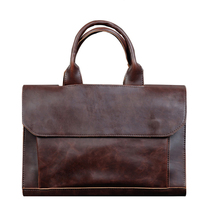 Men&#39;s Retro Portable Tide Bag Korean Men&#39;s PU Leather Crazy Horse Leather Briefc - £78.13 GBP