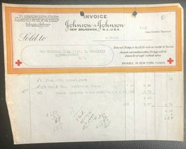 JOHNSON &amp; JOHNSON vintage April 19, 1921 invoice (New Jersey) - £10.09 GBP