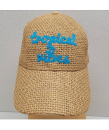 Tropical Vibes Hat Cap Straw Turquoise Letters Strapback Beach Summer Va... - $163.84 MXN